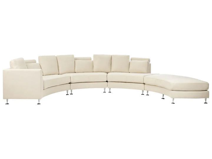 Curved Sofa 7 Seater Fabric Beige Colman