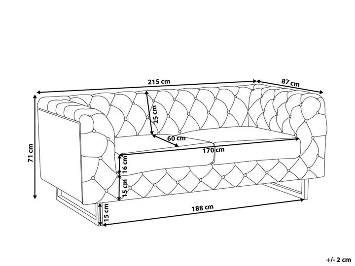 Sofa 3 Seater Faux Leather Black Marinello