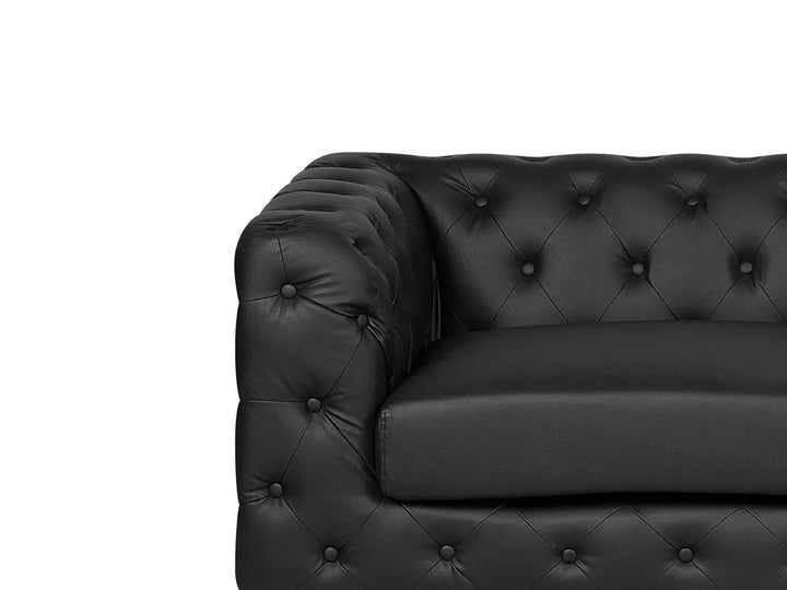 Sofa 3 Seater Faux Leather Black Marinello