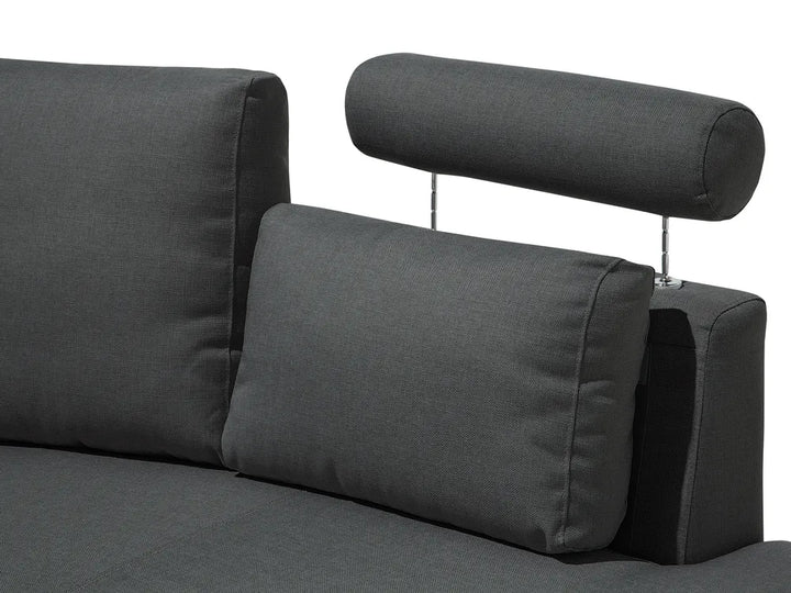 Curved Sofa 7 Seater Fabric Dark Grey Colman