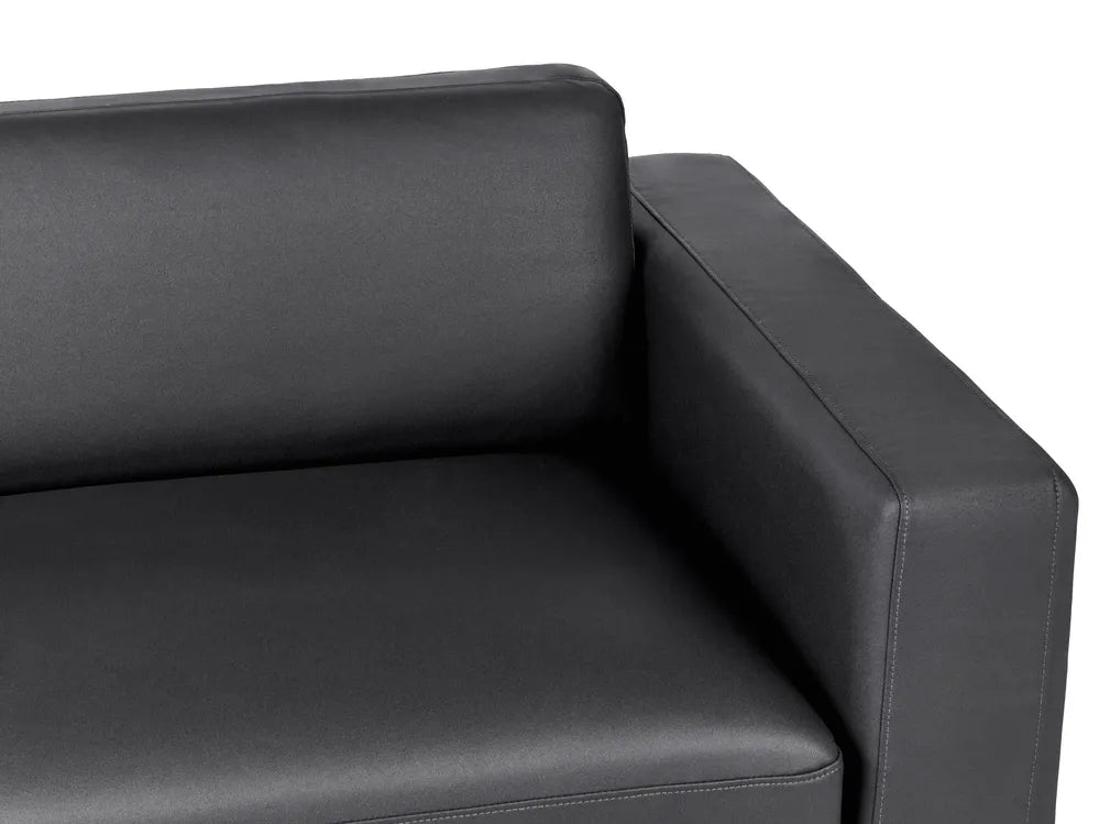 Sofa 3 Seater Faux Leather Black Maeesha