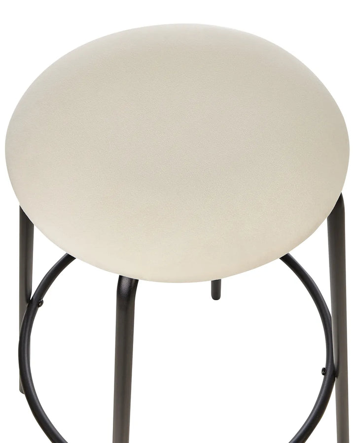 Set of 2 Bar Chairs Velvet Off-White Bryonie