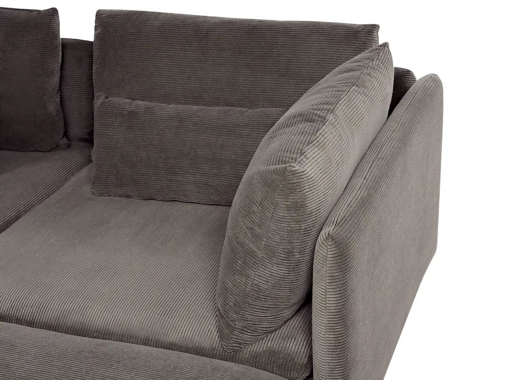 Modular Corner Sofa 3 Seater Corduroy Dark Brown Right Hand Nyhan
