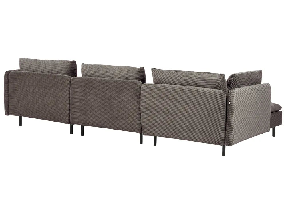 Modular Corner Sofa 3 Seater Corduroy Dark Brown Right Hand Nyhan