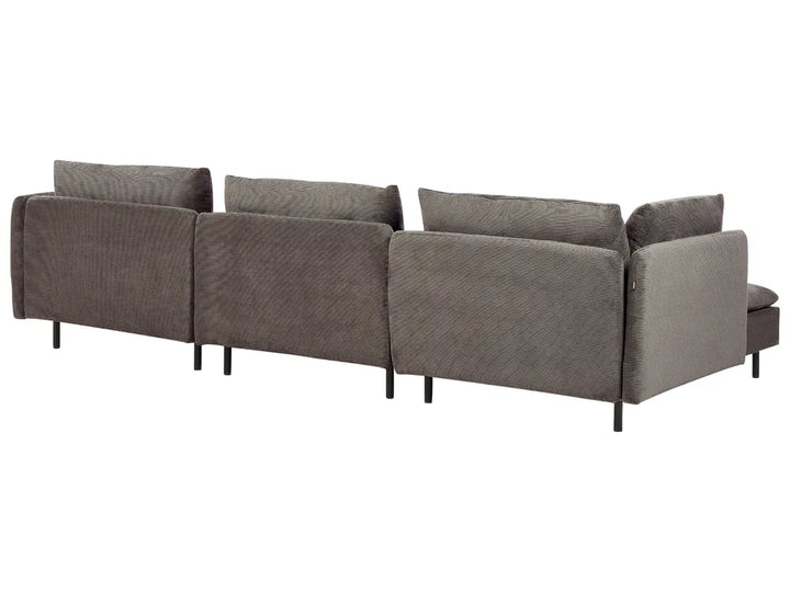 Modular Corner Sofa 3 Seater Corduroy Dark Brown Right Hand Nyhan