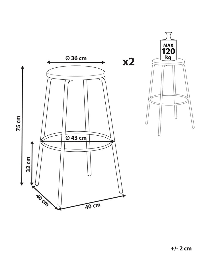 Set of 2 Bar Stools Velvet Light Brown Bryonie