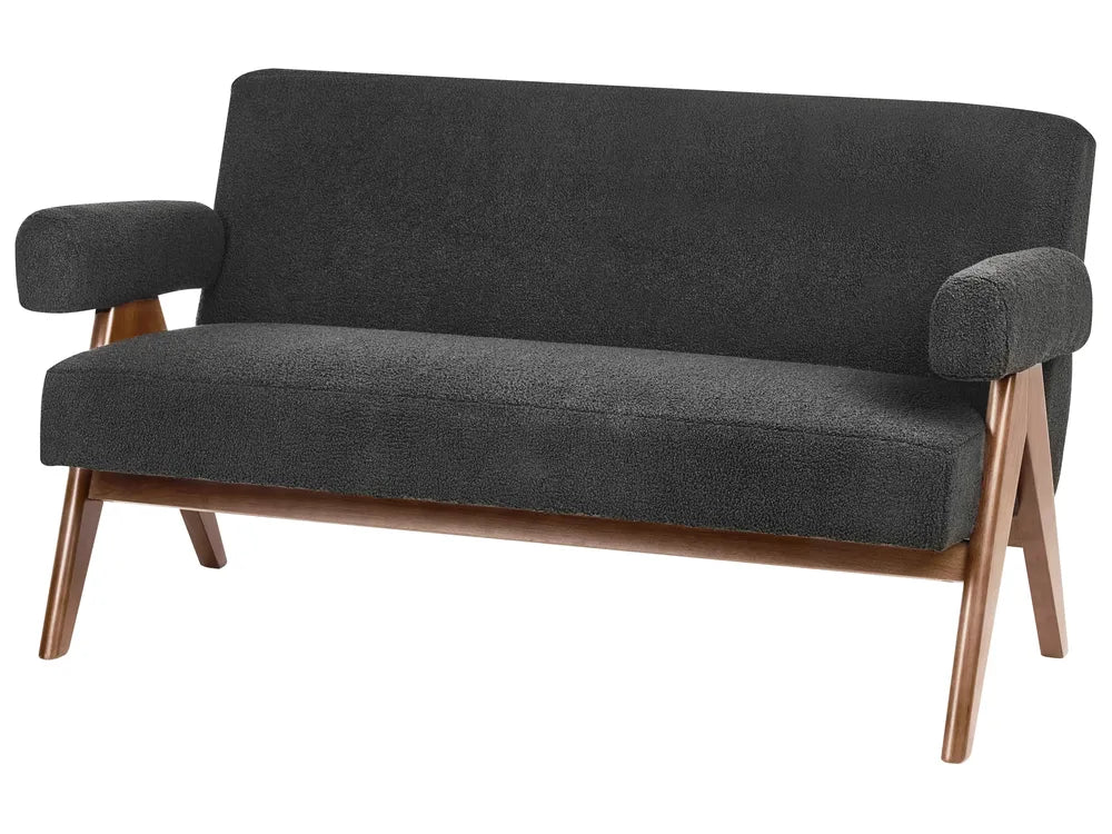 Living Room Set Boucle Black/ Dark Brown Ludine