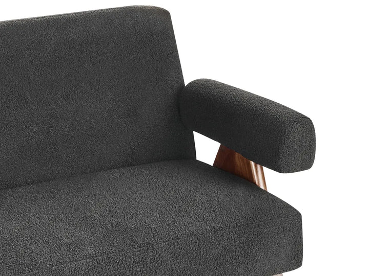 Living Room Set Boucle Black/ Dark Brown Ludine
