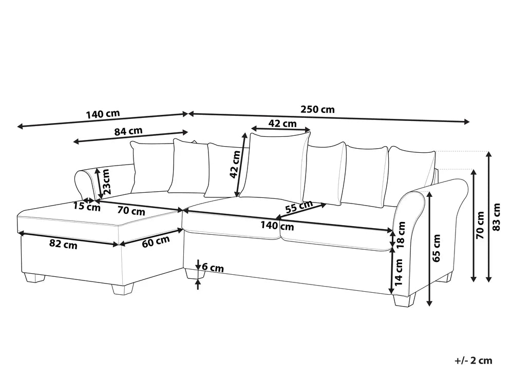 Corner Sofa 3 Seater Fabric Beige Right Hand Ivery