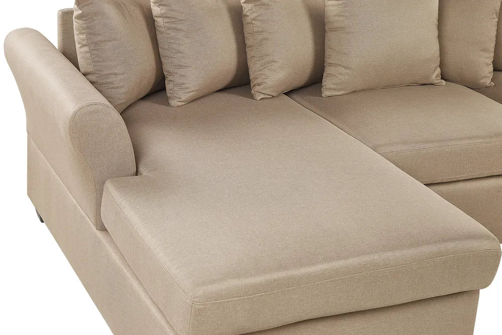Corner Sofa 3 Seater Fabric Beige Right Hand Ivery