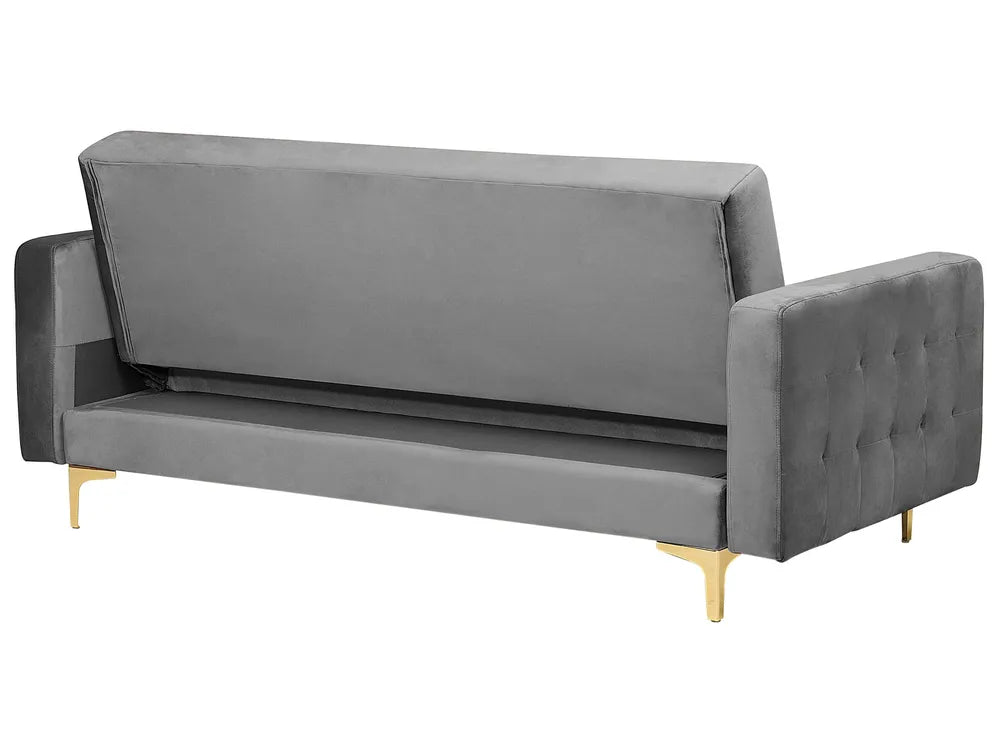 Sofa Bed 3 Seater Velvet Grey Denby