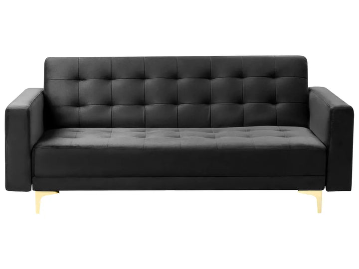 Black 3-seater velvet sofa bed