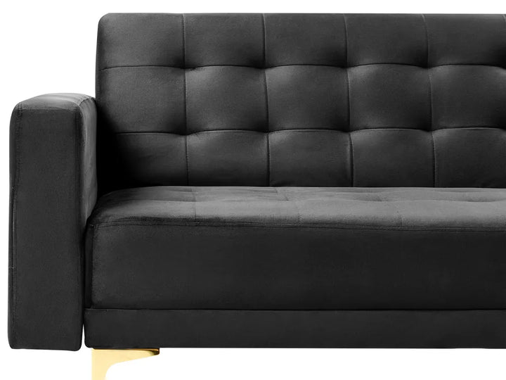 Sofa Bed 3 Seater Velvet Black Denby
