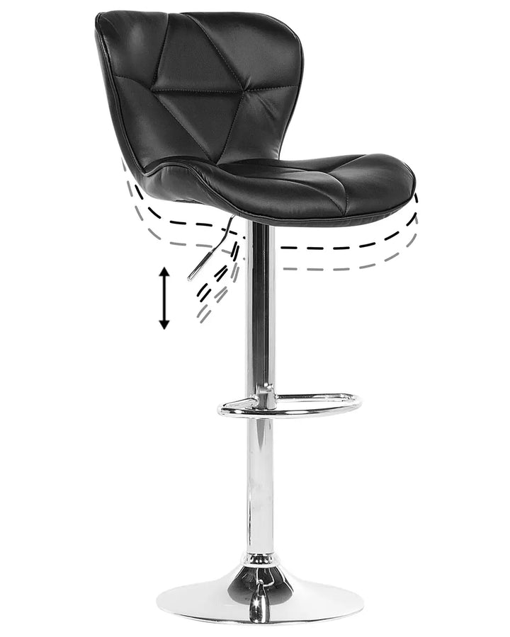 Set of 2 Bar Chairs Faux Leather Swivel Black Kleitos