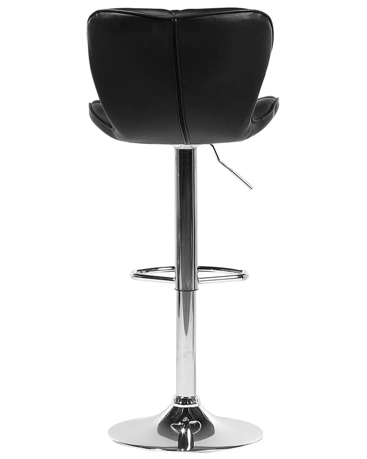 Set of 2 Bar Chairs Faux Leather Swivel Black Kleitos