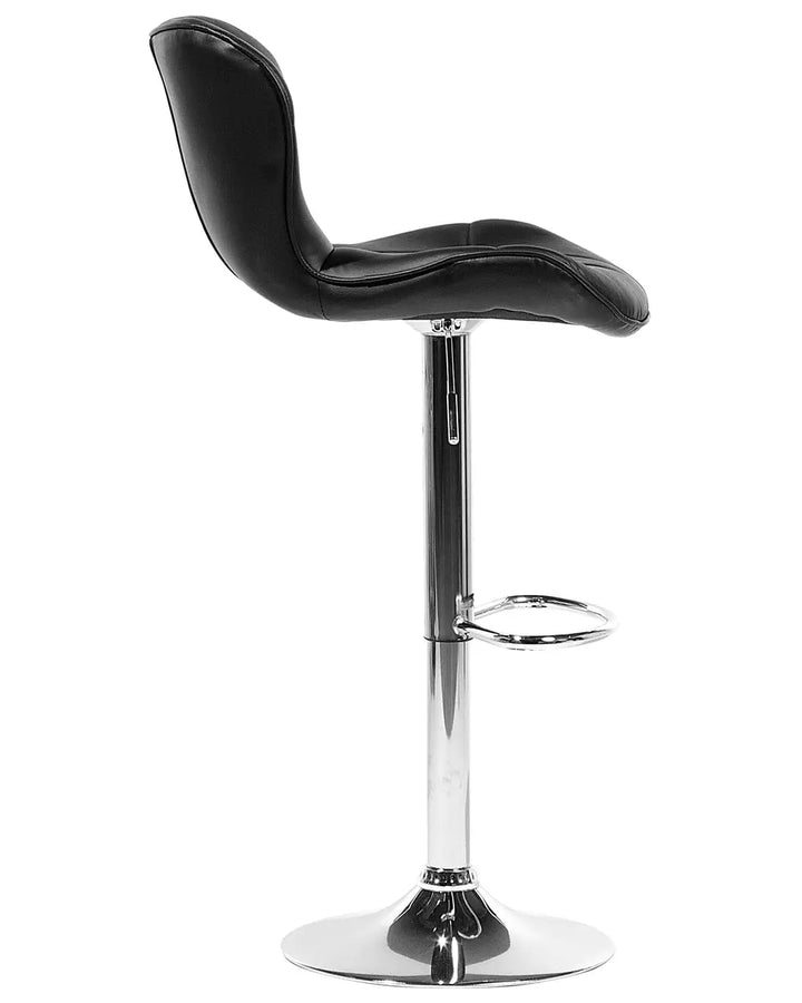 Set of 2 Bar Chairs Faux Leather Swivel Black Kleitos