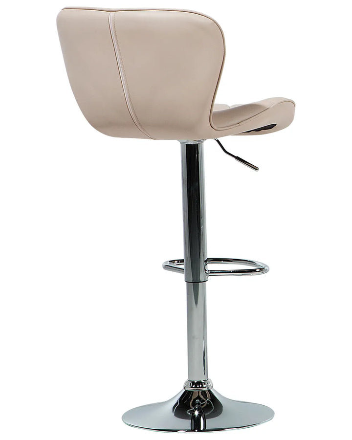Set of 2 Bar Chairs Faux Leather Swivel Light Beige Kleitos