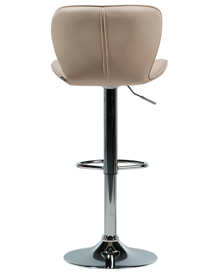 Set of 2 Bar Chairs Faux Leather Swivel Light Beige Kleitos