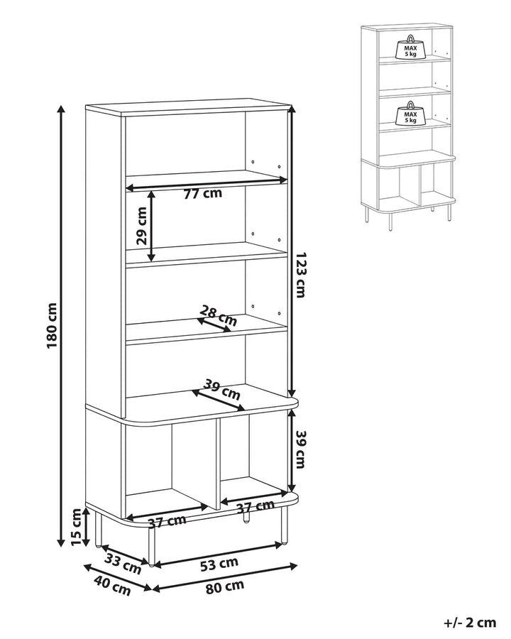 6 Tier Bookcase 180 cm Dark Brown Adelyn