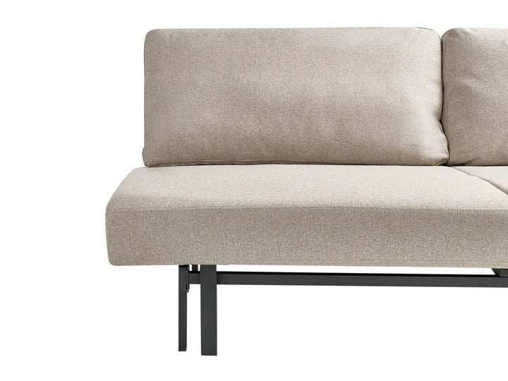 Sofa Bed 3 Seater Fabric Beige Munehito