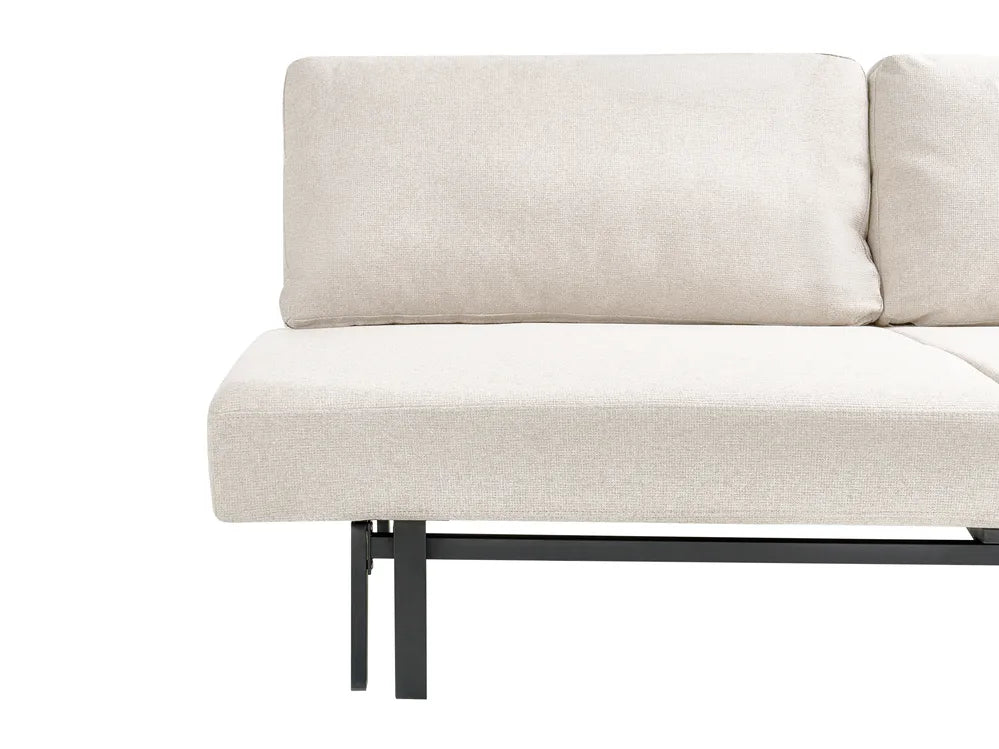 Sofa Bed 3 Seater Fabric Off-White Munehito