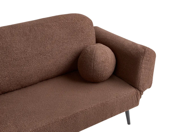 Sofa Bed 2 Seater Boucle Brown Lukasik