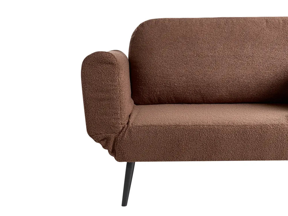 Sofa Bed 2 Seater Boucle Brown Lukasik