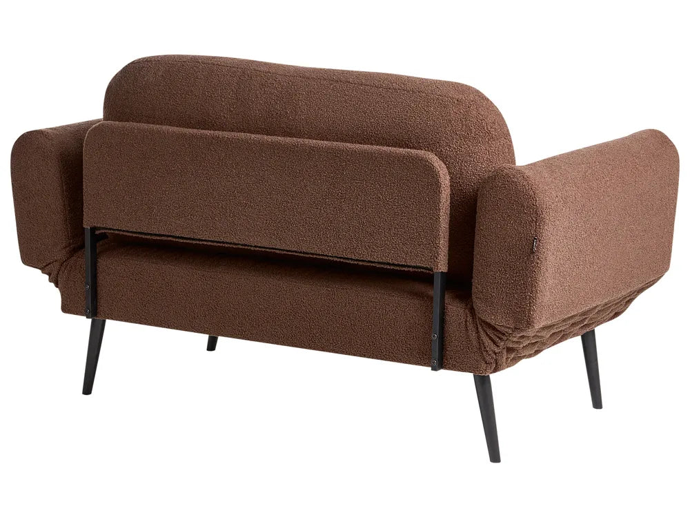 Sofa Bed 2 Seater Boucle Brown Lukasik