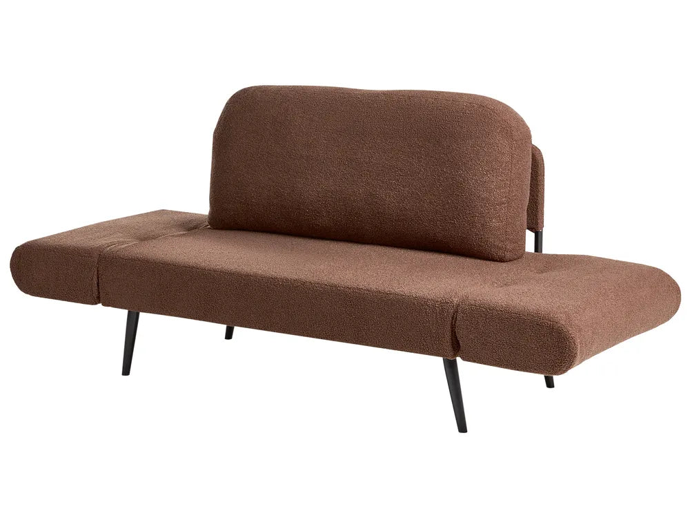 Sofa Bed 2 Seater Boucle Brown Lukasik
