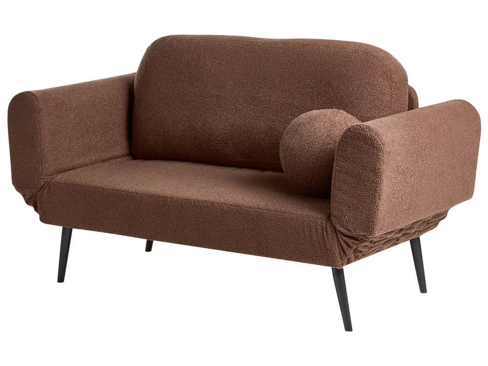 Sofa Bed 2 Seater Boucle Brown Lukasik