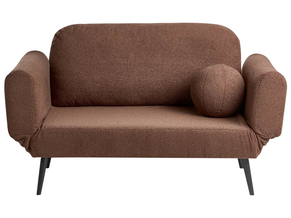 Brown 2-seater boucle sofa bed