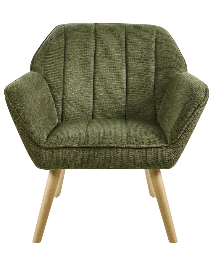 Green upholstered lounge chair