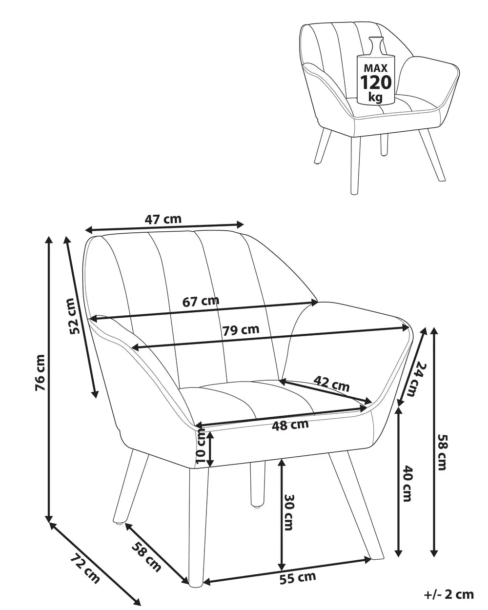 Armchair Fabric White Ariba