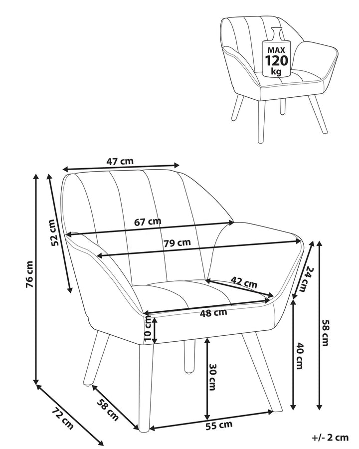 Armchair Fabric White Ariba