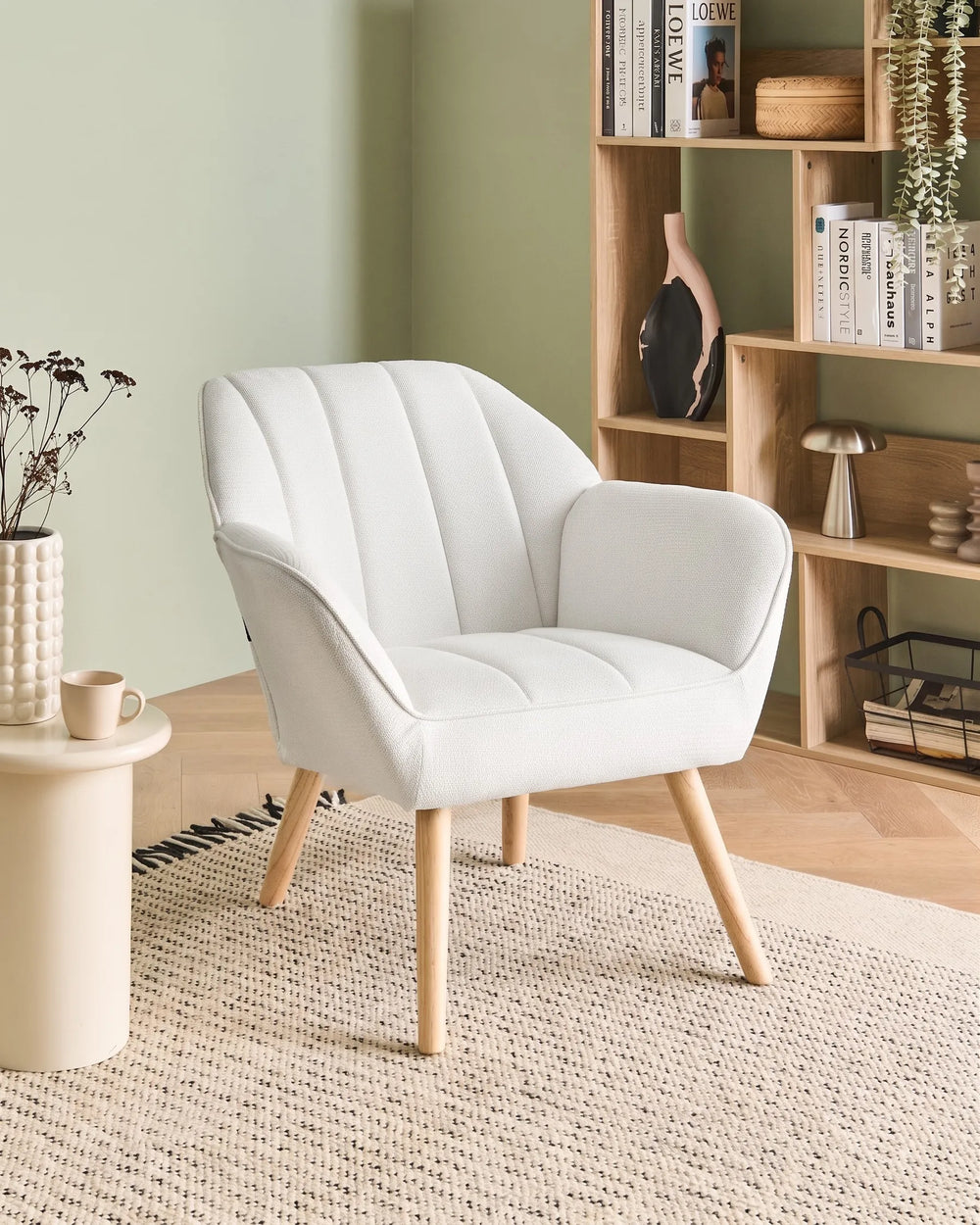 White fabric armchair