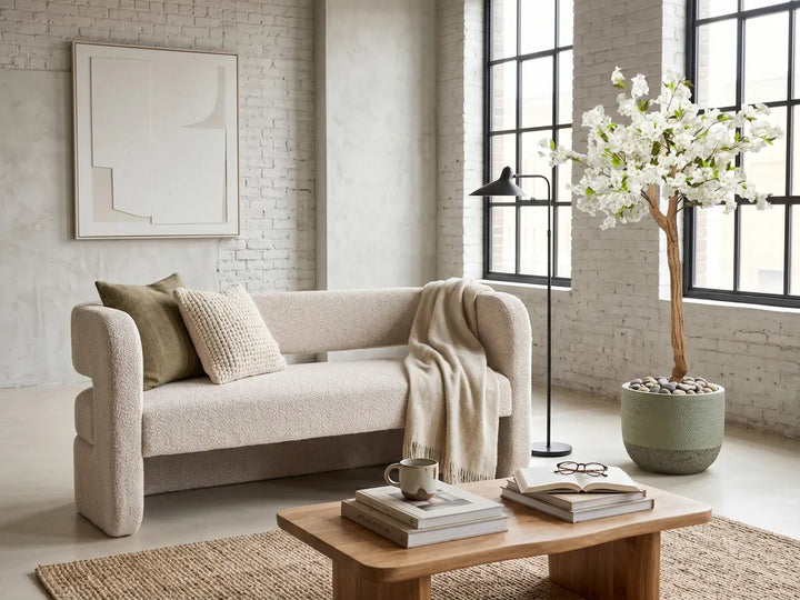Two-seater beige lounge sofa