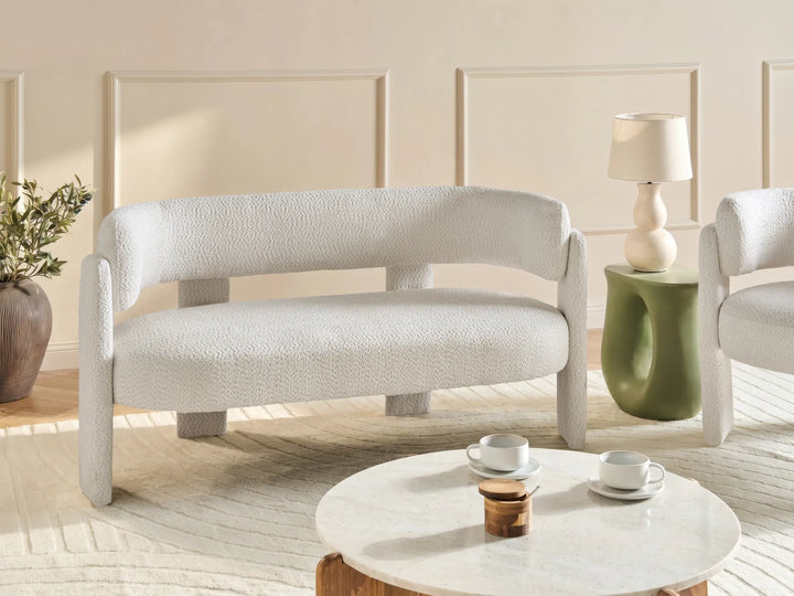 Off-white chenille fabric sofa