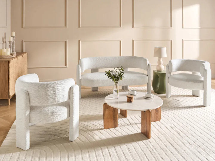 Two-seater off-white lounge sofa