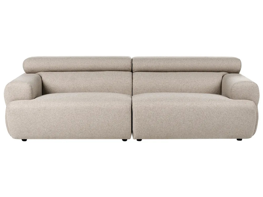 Beige 3-seater fabric sofa