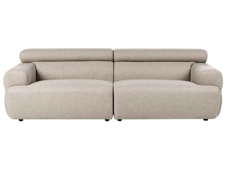 Beige 3-seater fabric sofa