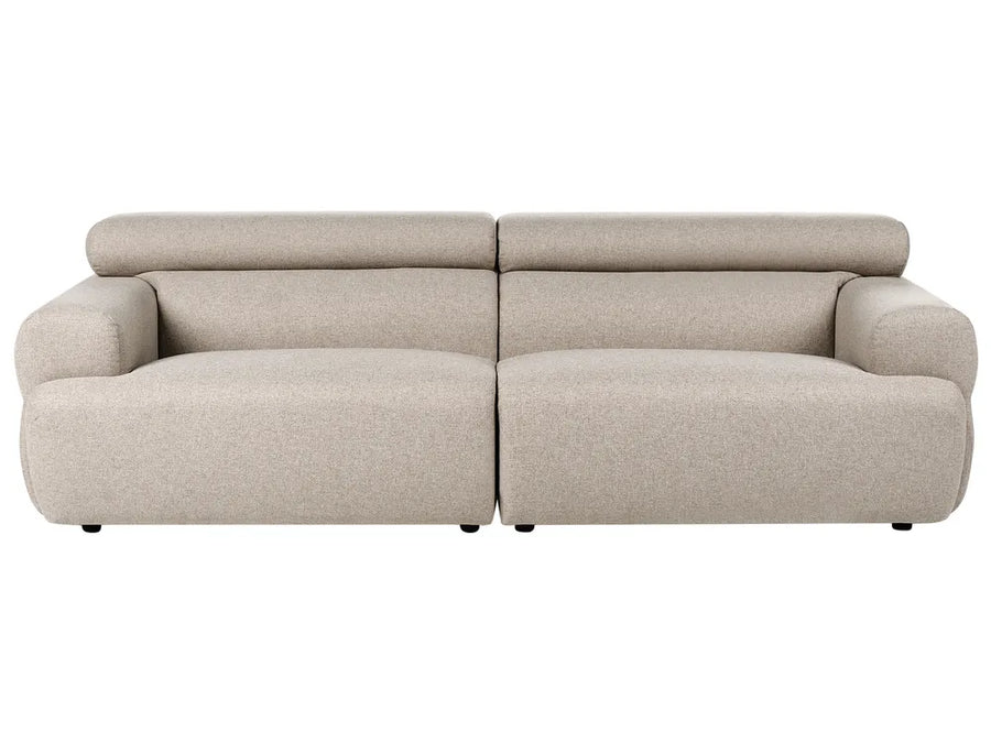 Beige 3-seater fabric sofa