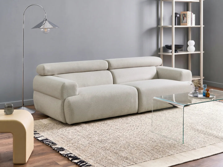 Off-white 3-seater fabric sofa
