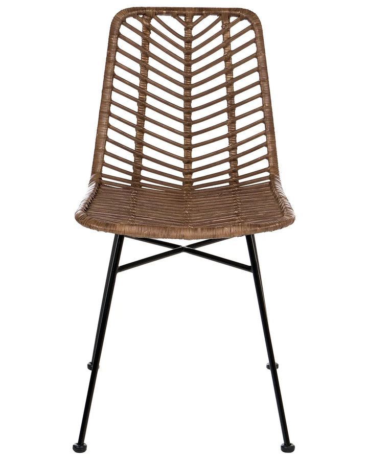 Set of 2 Dining Chairs Rattan Brown Sarang