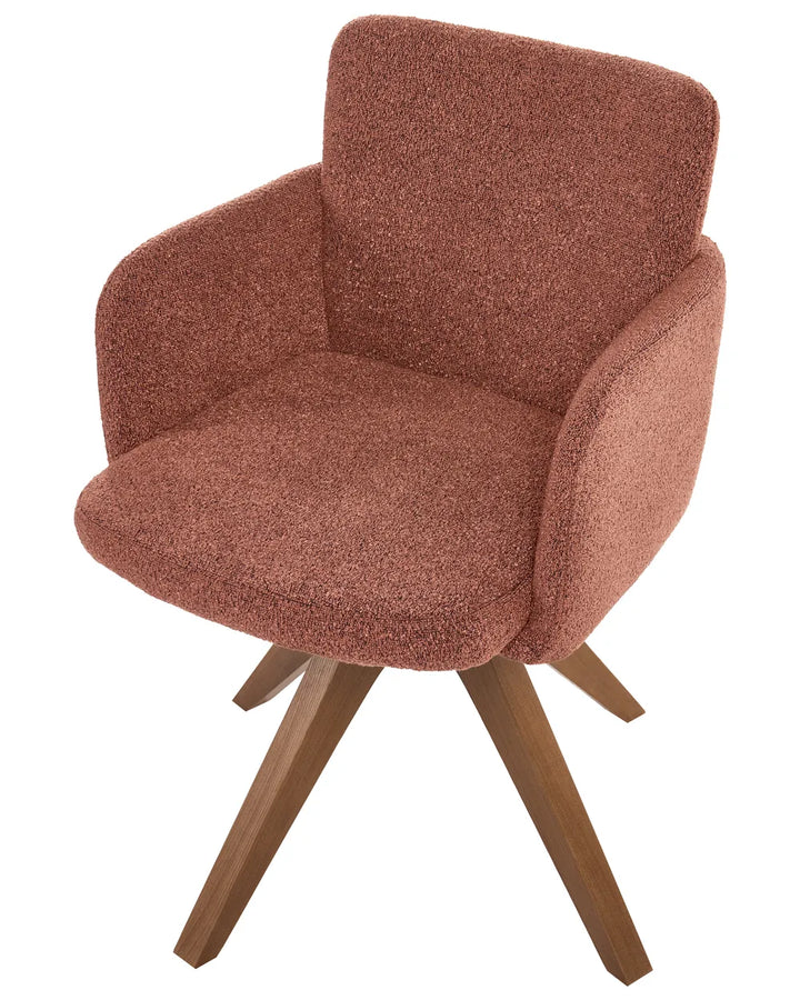 Set of 2 Dining Chairs Swivel Boucle Orange Missy
