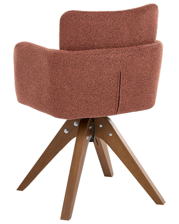 Set of 2 Dining Chairs Swivel Boucle Orange Missy