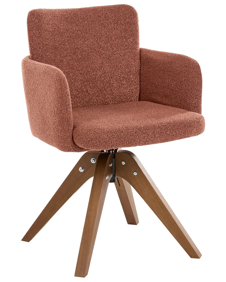 Set of 2 Dining Chairs Swivel Boucle Orange Missy