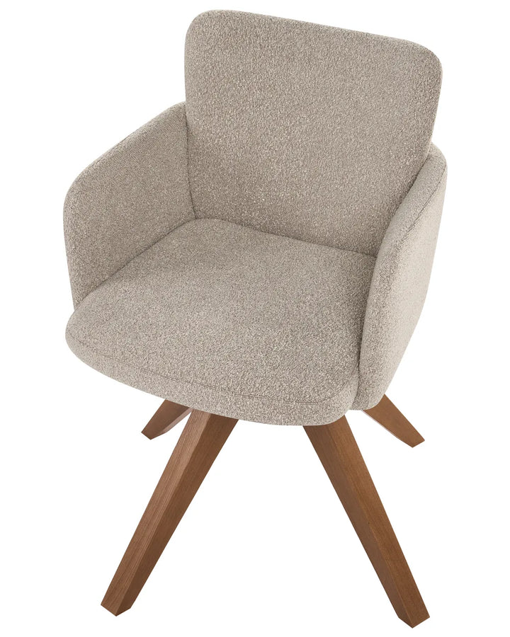 Set of 2 Dining Chairs Swivel Boucle Beige Missy
