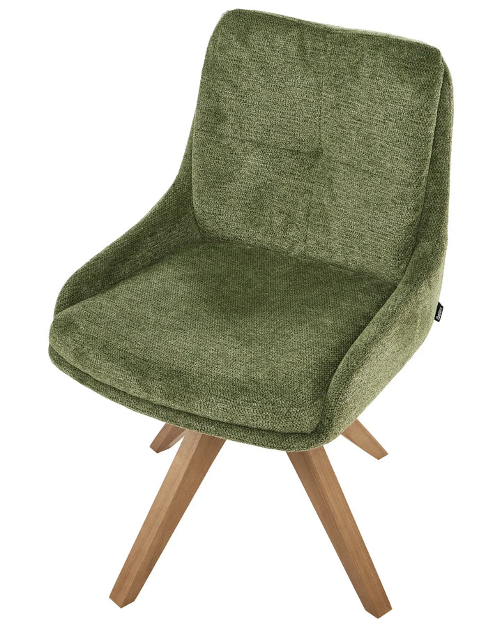 Set of 2 Dining Chairs Swivel Fabric Green Delavan