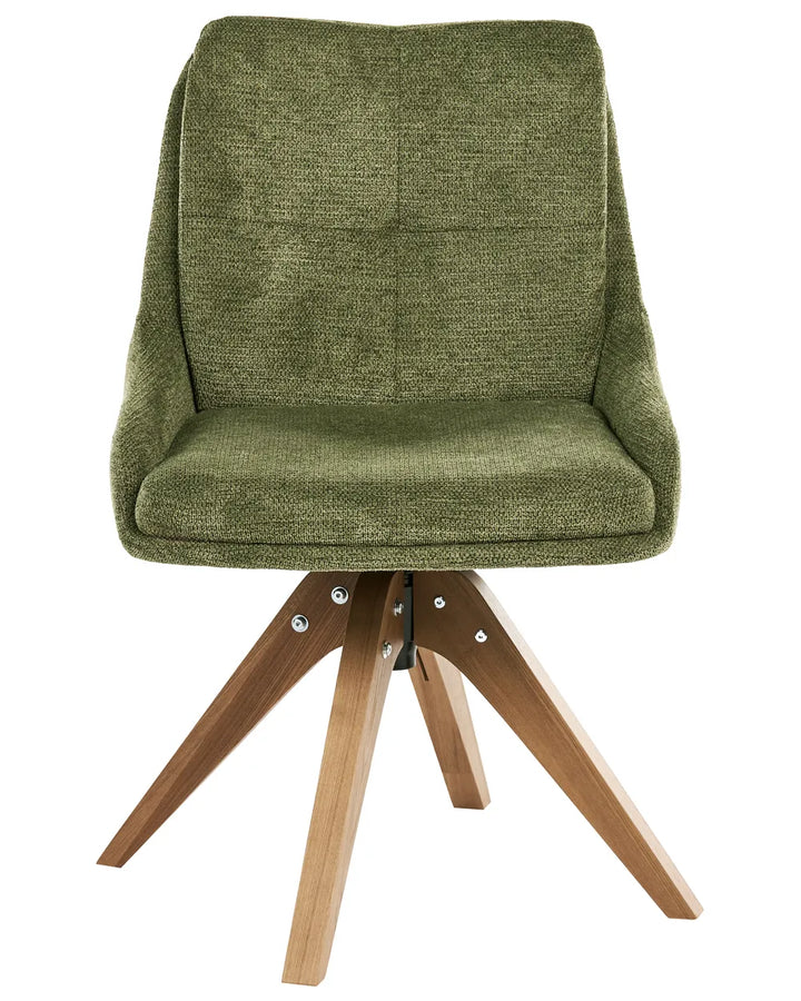Set of 2 Dining Chairs Swivel Fabric Green Delavan