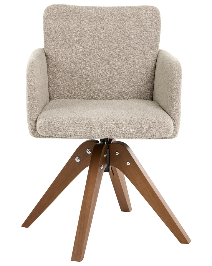 Set of 2 Dining Chairs Swivel Boucle Beige Missy